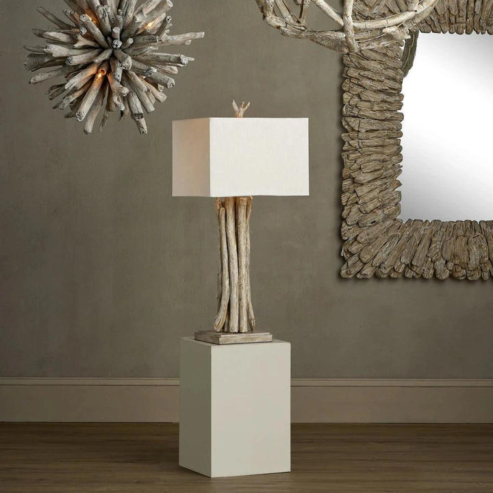 Driftwood Whitewash Table Lamp - LOOMLAN - Currey & Co - Table Lamps