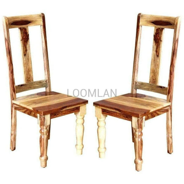 Dual Tone Farmhouse Rustic Turned Legs Dining Chairs Set of 2 Dining Chairs LOOMLAN By LOOMLAN