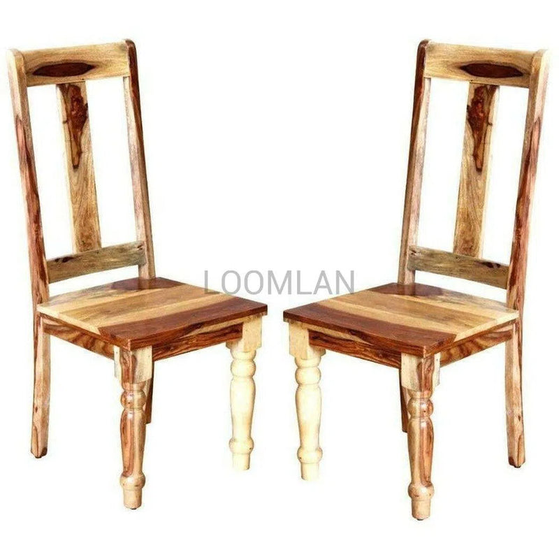 Dual Tone Farmhouse Rustic Turned Legs Dining Chairs Set of 2 Dining Chairs LOOMLAN By LOOMLAN