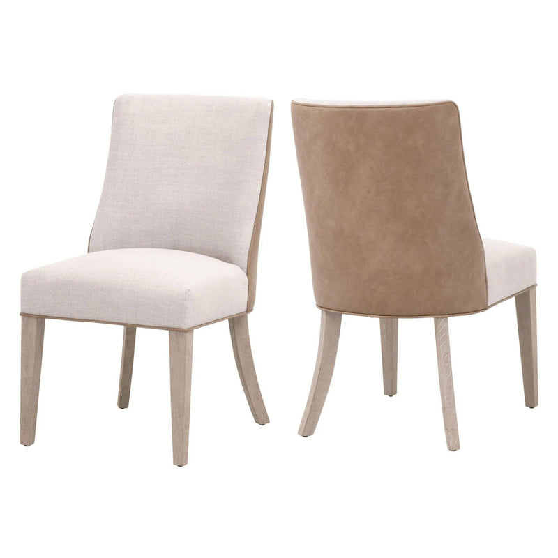 Two Tone Performance Fabric Duet Dining Chairs Set of 2