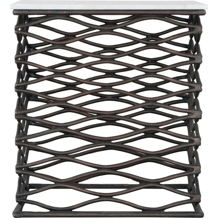 Duke Side Table White & Antique Black - LOOMLAN - Zuo Modern - Side Tables