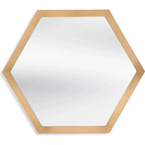 Dunn Hexagonal Wooden Frame Wall Mirror-Wall Mirrors-Bassett Mirror-Gold-LOOMLAN