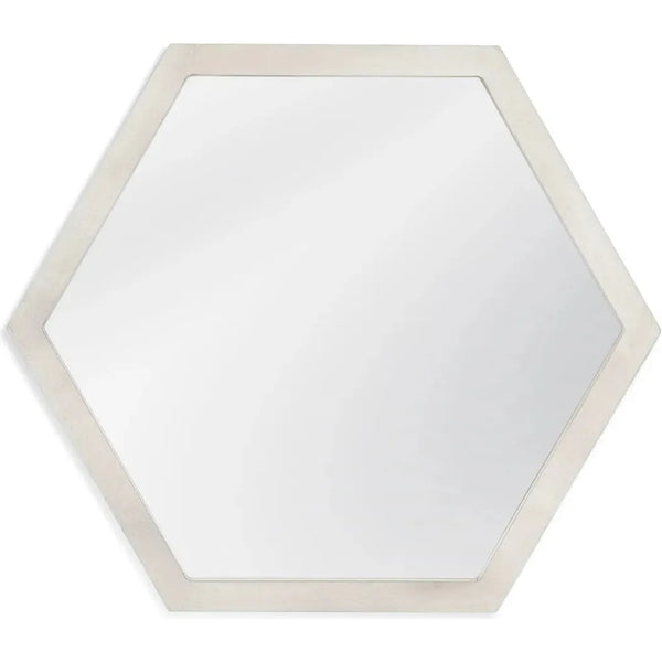 Dunn Hexagonal Wooden Frame Wall Mirror-Wall Mirrors-Bassett Mirror-Silver-LOOMLAN