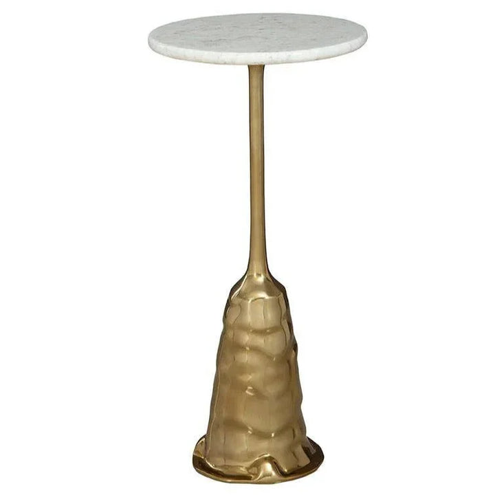 Round Marble Side Table with Gold Base | LOOMLAN