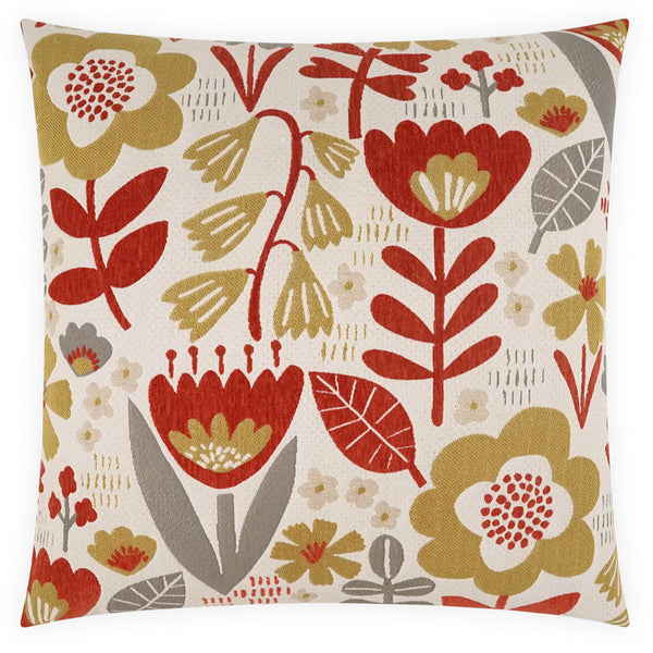 Dutch Blossom Red Throw Pillow
