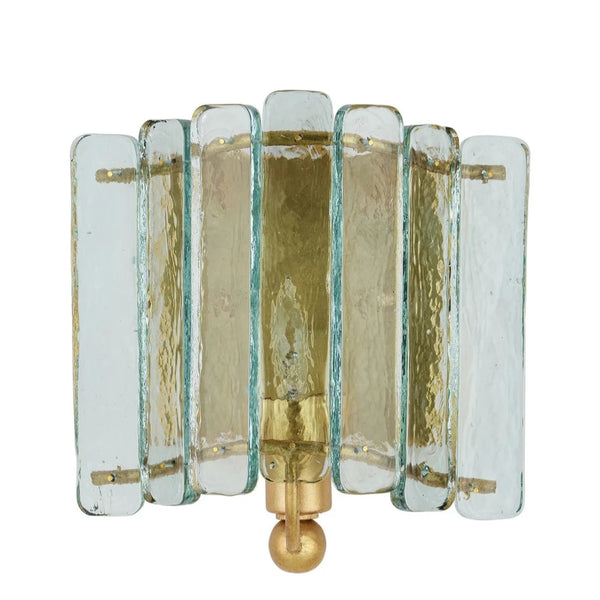 Duvernell Recycled Glass Gold Leaf Wall Sconce-Wall Sconces-Currey & Co-LOOMLAN