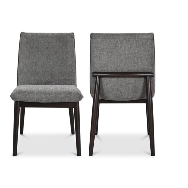 Charlie Polyester and Rubber Wood Grey Armless Dining Chair – Set Of Two