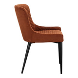 Etta Polyester Velvet and Metal Reddish Brown Armless Dining Chair