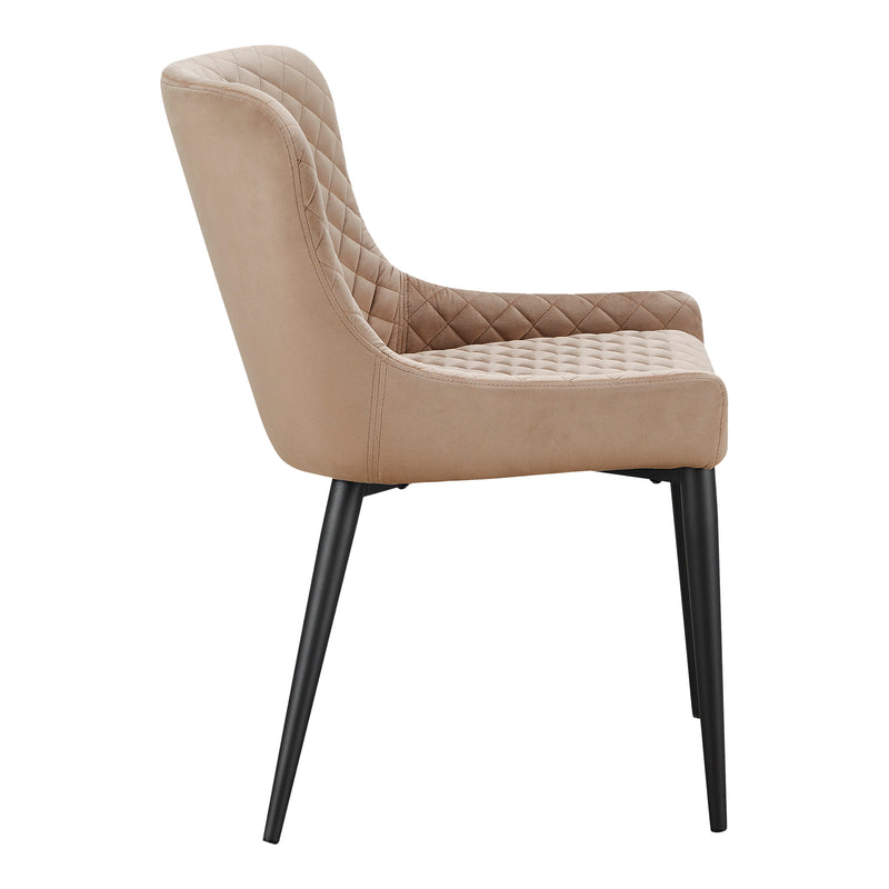 Etta Polyester Velvet and Metal Brown Armless Dining Chair