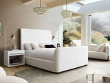 Eve Elite Ivory Fabric With Contoured Headboard and Footboard Eastern King Bed