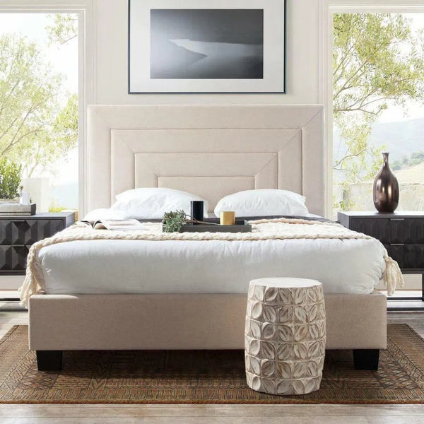 Eastern King Bed 54" Headboard in Cream Fabric Beds LOOMLAN By Diamond Sofa