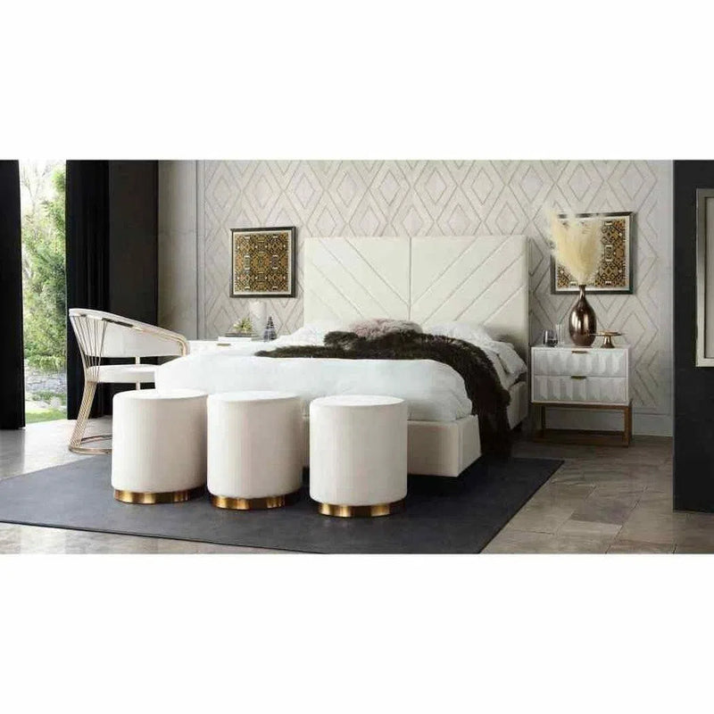 Eastern King Bed 54" Headboard in Light Cream Velvet Beds LOOMLAN By Diamond Sofa