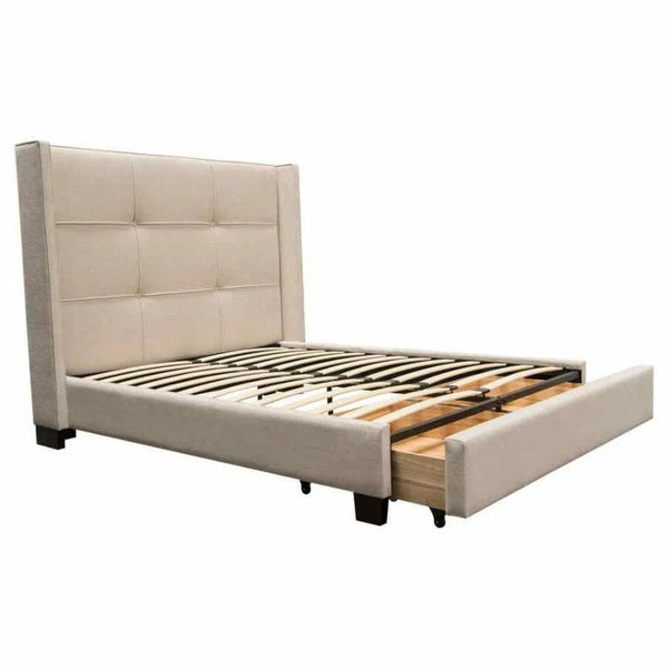 Eastern King Bed Frame With Storage in Sand Fabric Beds LOOMLAN By Diamond Sofa