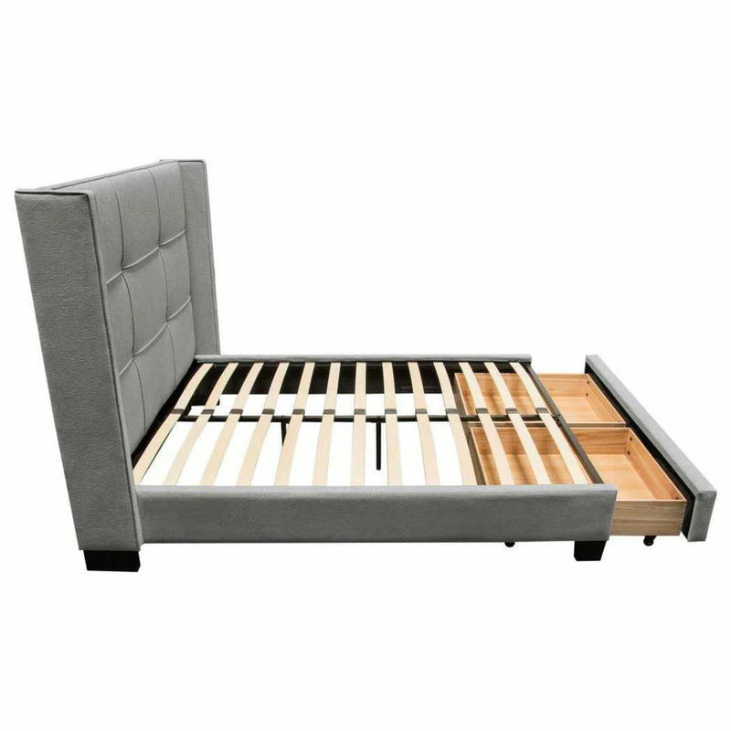 Eastern King Bed Frame with Storage Grey Fabric Beds LOOMLAN By Diamond Sofa