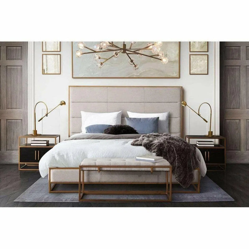 Eastern King Bed in Sand Fabric with Gold Metal Frame Beds LOOMLAN By Diamond Sofa