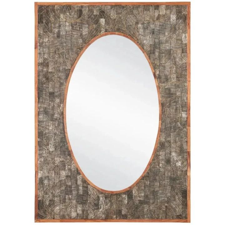 Ebba Horn & Wood Vertical Rectangular Mirror - LOOMLAN - Currey & Co - Wall Mirrors