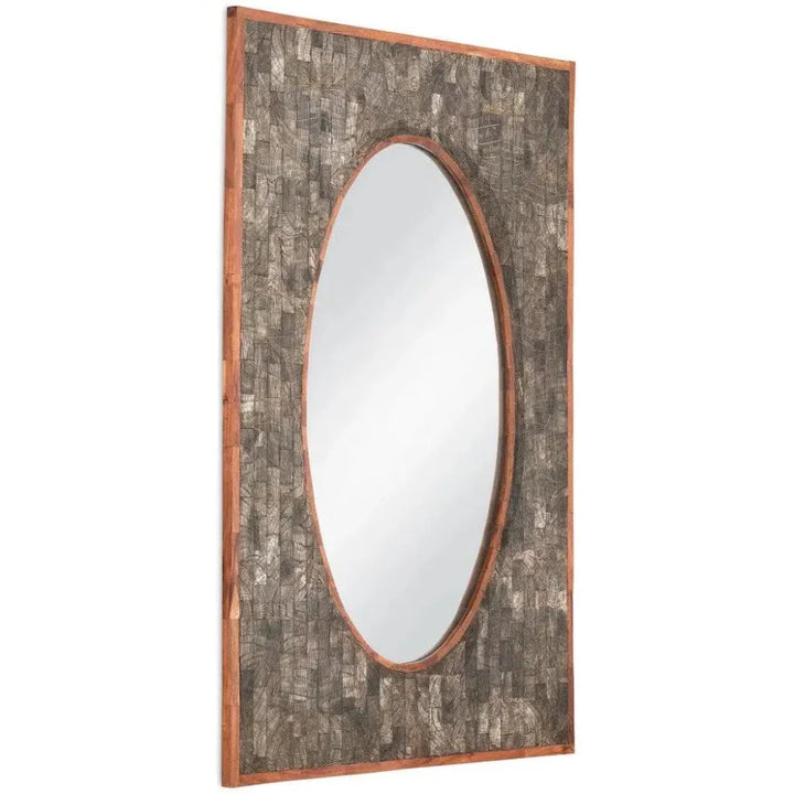 Ebba Horn & Wood Vertical Rectangular Mirror - LOOMLAN - Currey & Co - Wall Mirrors
