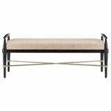 Ebonized Taupe Silver Granello Perrin Natural Bench Bedroom Benches LOOMLAN By Currey & Co