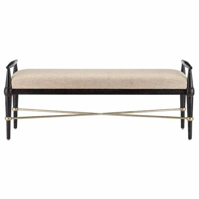 Ebonized Taupe Silver Granello Perrin Natural Bench Bedroom Benches LOOMLAN By Currey & Co