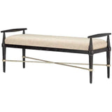 Ebonized Taupe Silver Granello Perrin Natural Bench Bedroom Benches LOOMLAN By Currey & Co