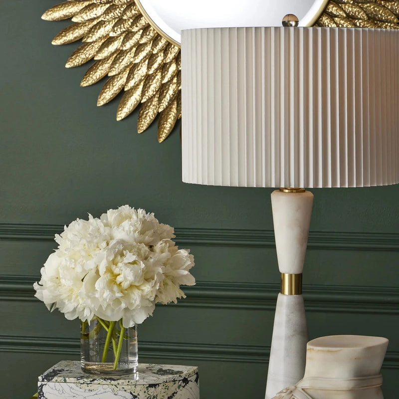 Edelmar White Marble And Optic Crystal Table Lamp