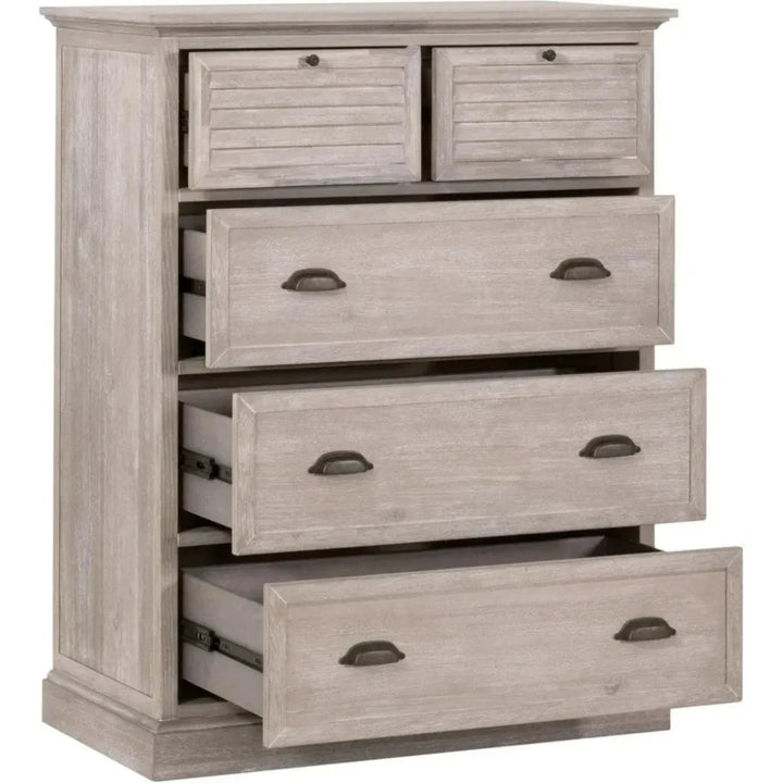 Eden 5 - Drawer High Chest Natural Gray Acacia - LOOMLAN - Essentials For Living - Chests