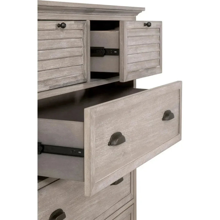 Eden 5 - Drawer High Chest Natural Gray Acacia - LOOMLAN - Essentials For Living - Chests