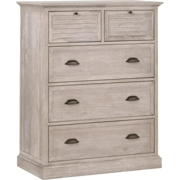 Eden 5 - Drawer High Chest Natural Gray Acacia - LOOMLAN - Essentials For Living - Chests