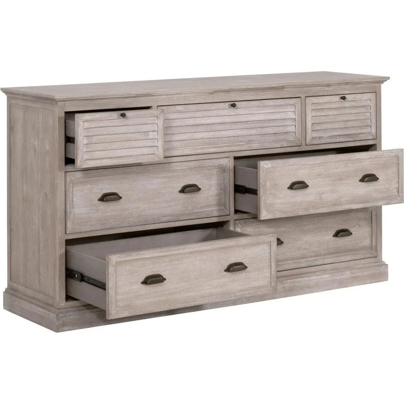 Eden 7-Drawer Media Dresser Natural Gray