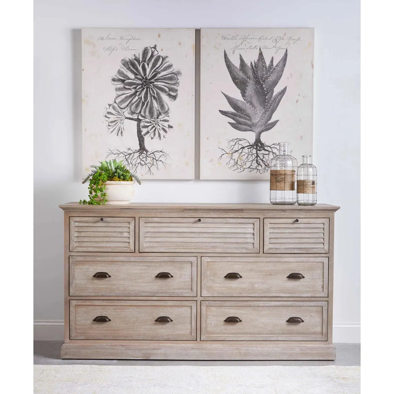 Eden 7-Drawer Media Dresser Natural Gray