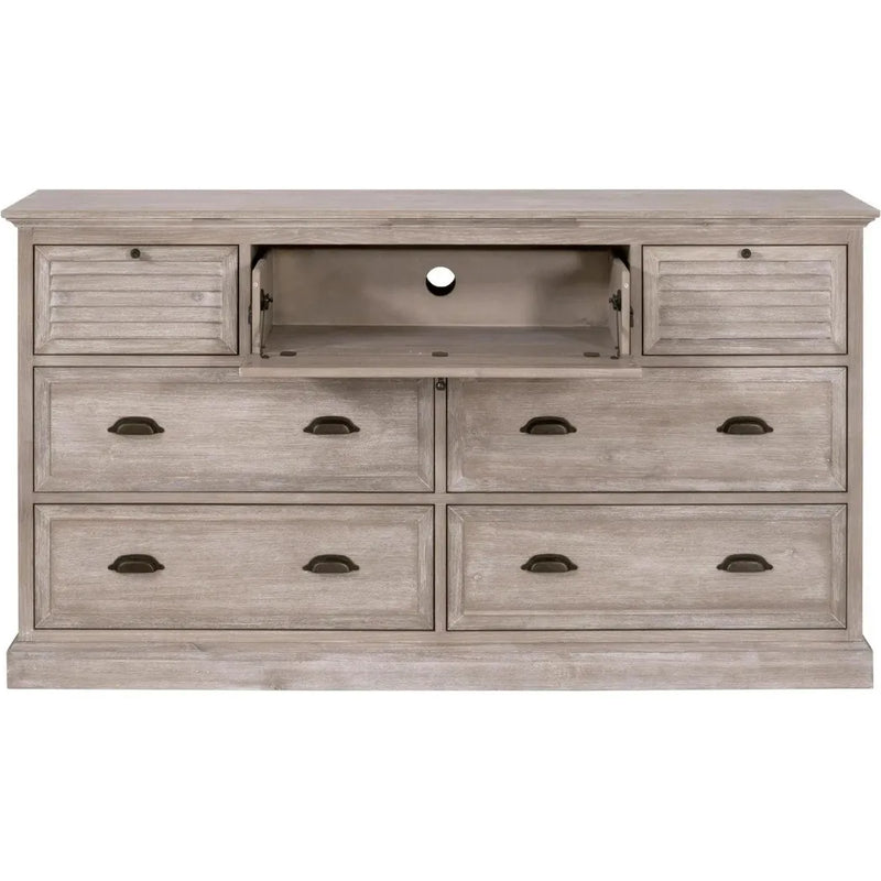 Eden 7-Drawer Media Dresser Natural Gray