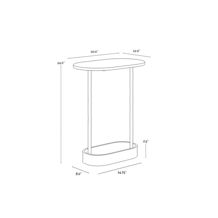 Eden White Marble Topped Oval End Table - LOOMLAN - SUNPAN - Side Tables