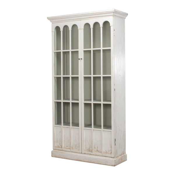 Edgar Allan Glass Doors Curio Bookcase White-Buffets & Curios-Sarreid-LOOMLAN