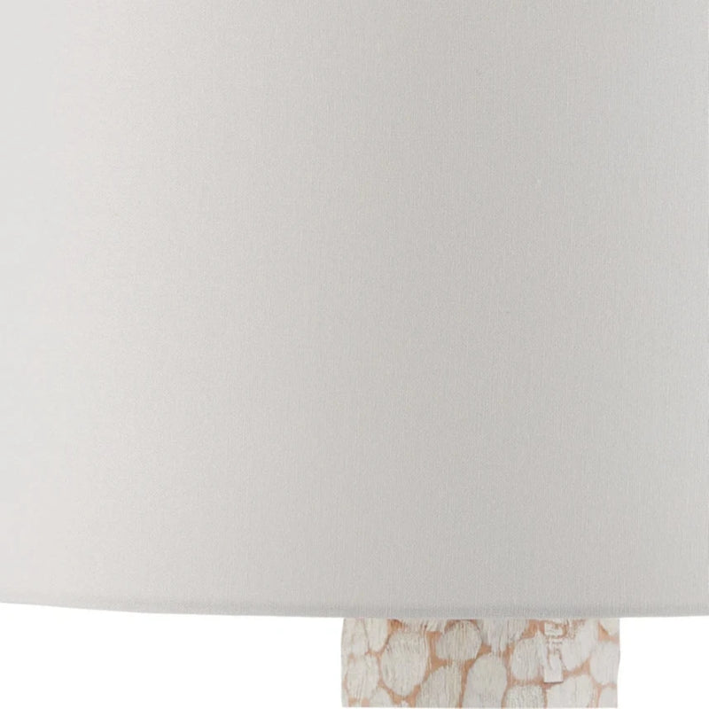 Edwell Whitewash Hand-Carved Wood Table Lamp