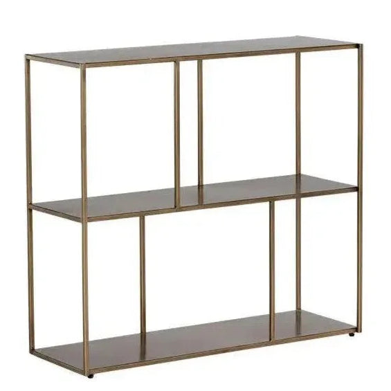 Eiffel Stylish Iron Low Etagere-Etageres-SUNPAN-Antique Brass-Medium-LOOMLAN