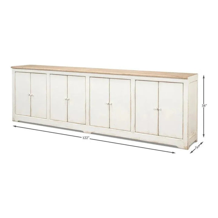 Eight Is Enough Extra Wide Sideboard Whitewash - LOOMLAN - Sarreid - Sideboards