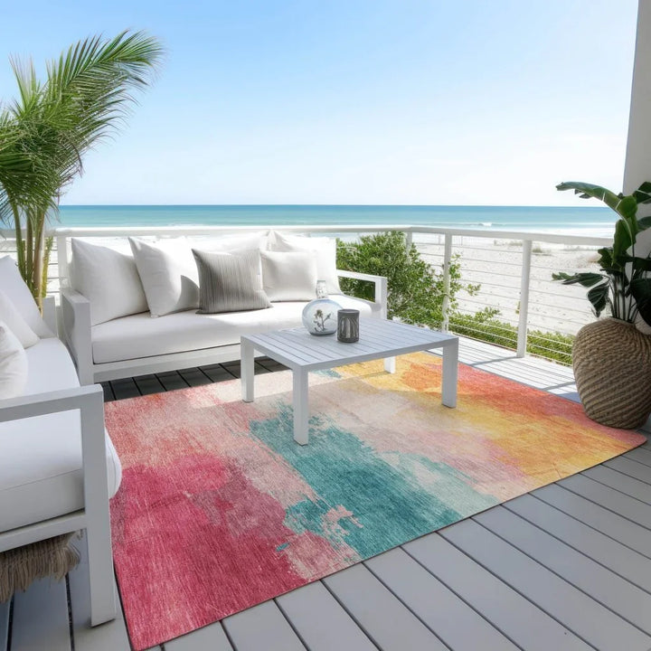 Elanisse Pink Washable Indoor - Outdoor Rug - LOOMLAN - LOOMLAN Rugs - Outdoor Rugs