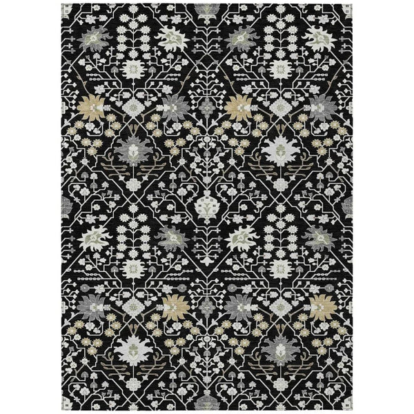 Elara Black Washable Indoor-Outdoor Rug-Outdoor Rugs-LOOMLAN Rugs-2'6" x 3'10"-LOOMLAN