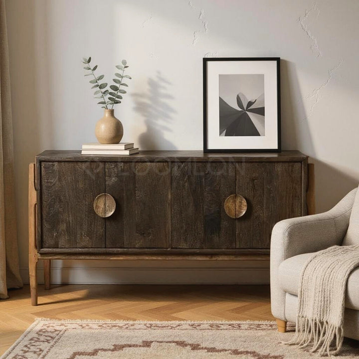 60-Inch Dark Wood Sideboard Buffet Cabinet | LOOMLAN
