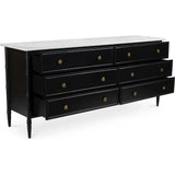 Eleanor Marble & Wood Black 6 Drawer Dresser