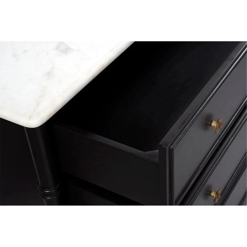 Eleanor Marble & Wood Black 6 Drawer Dresser