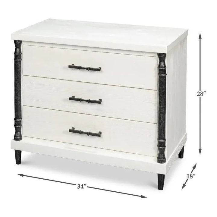 Elegance Wood and Irop White Nightstand - LOOMLAN - Sarreid - Nightstands