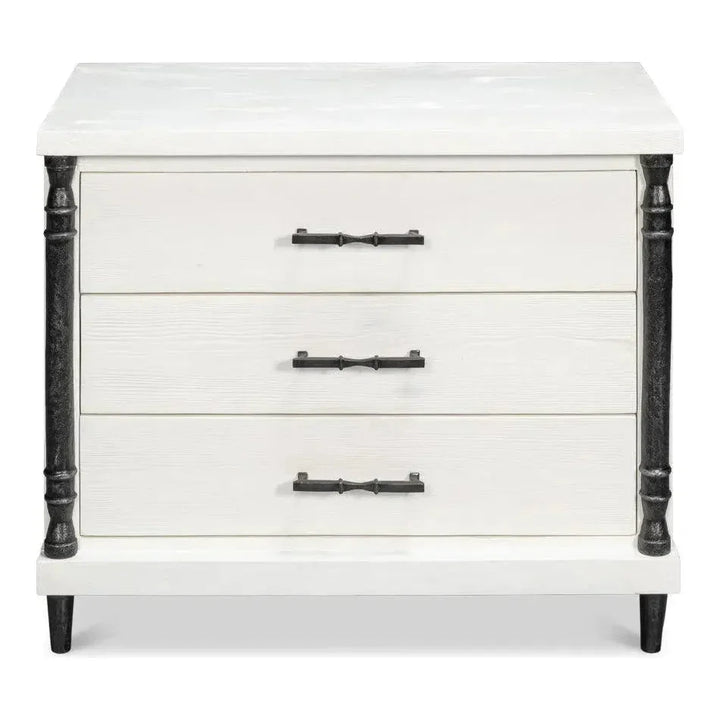 Elegance Wood and Irop White Nightstand - LOOMLAN - Sarreid - Nightstands