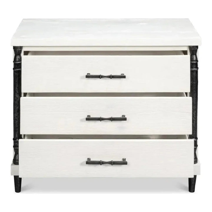 Elegance Wood and Irop White Nightstand - LOOMLAN - Sarreid - Nightstands