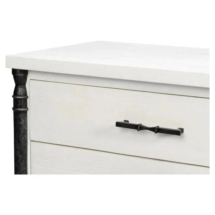 Elegance Wood and Irop White Nightstand - LOOMLAN - Sarreid - Nightstands