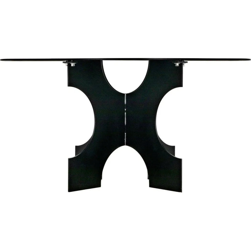 Noir-Element Dining Table, Black Metal-Dining Tables-LOOMLAN