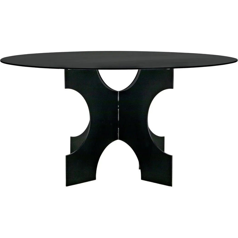 Noir-Element Dining Table, Black Metal-Dining Tables-LOOMLAN