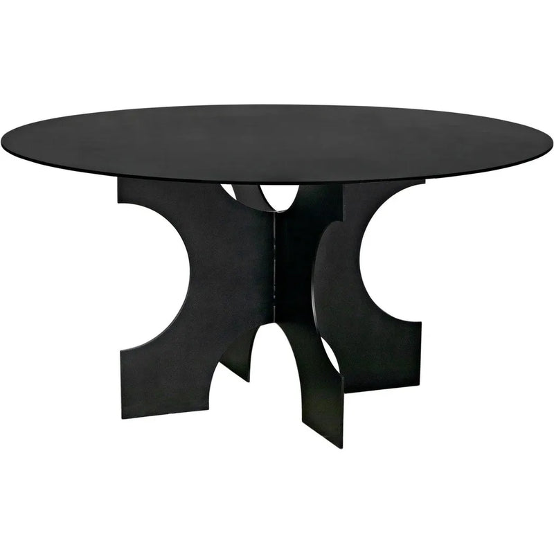 Noir-Element Dining Table, Black Metal-Dining Tables-LOOMLAN