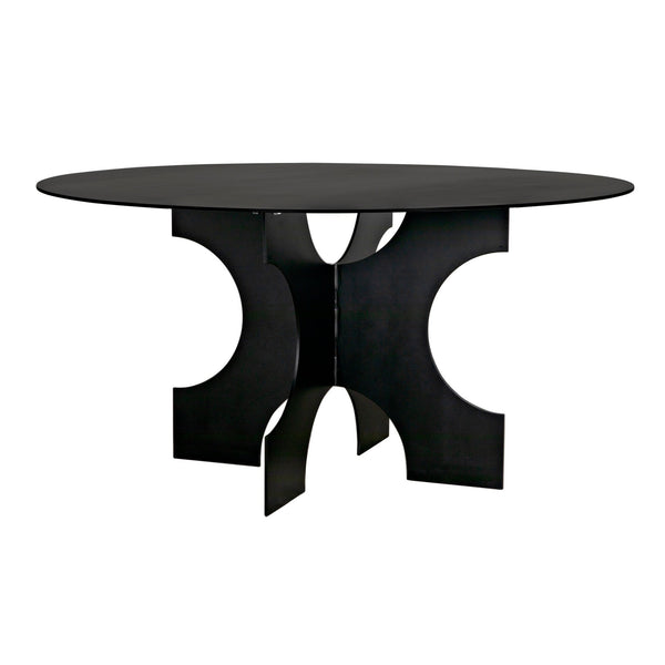 Element Dining Table, Black Metal-Dining Tables-Noir-LOOMLAN