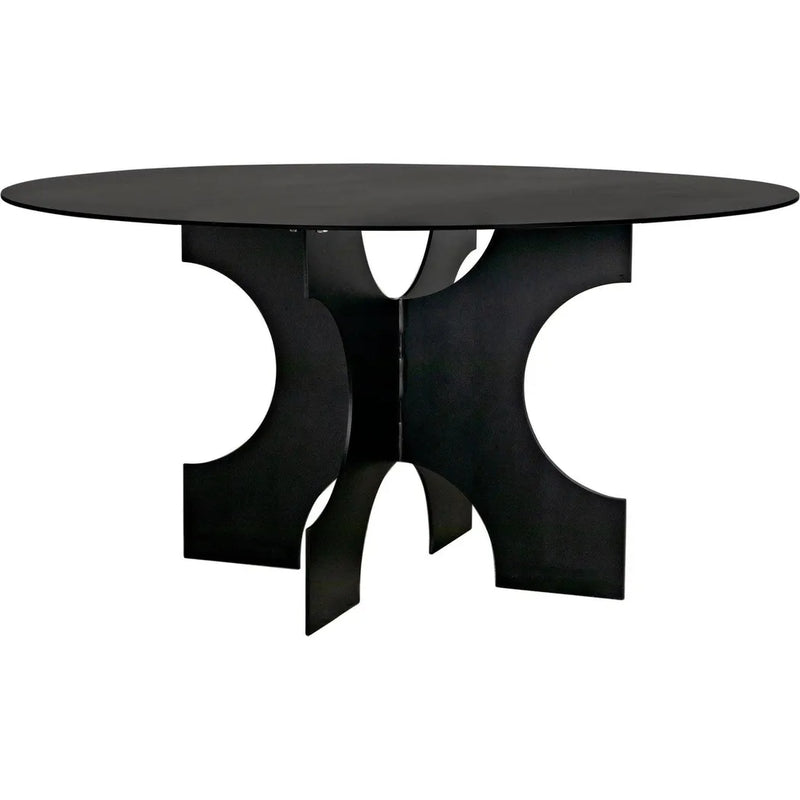 Noir-Element Dining Table, Black Metal-Dining Tables-LOOMLAN